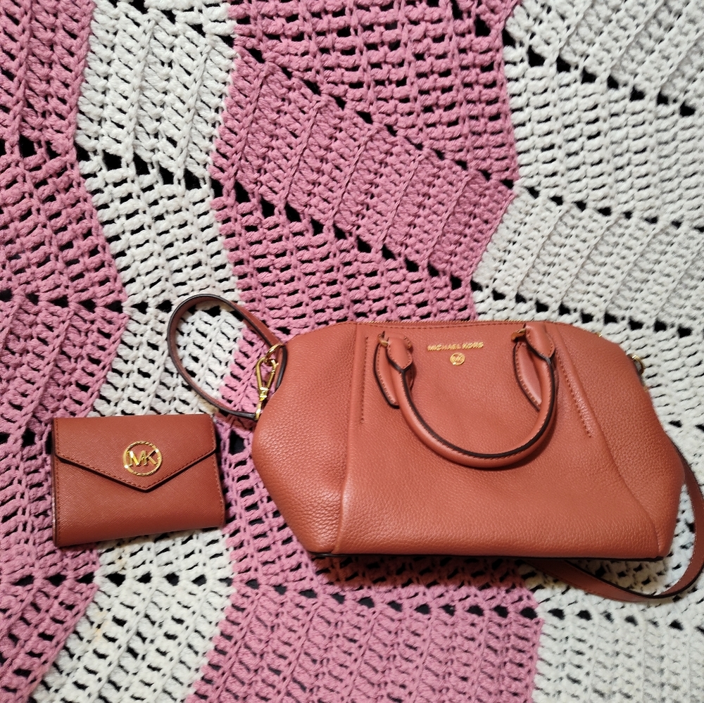 Michael Kors Sienna satchel with matching wallet.